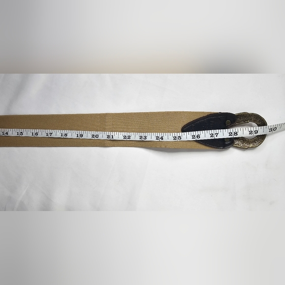 ​Vtg Omega Leopard Print Elastic Cinch Belt Made in USA Brass Buckle Med 29.5" - Picture 8 of 10